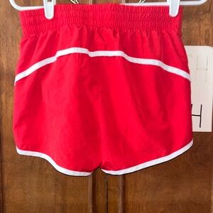 Red Athletic Shorts with White Trim